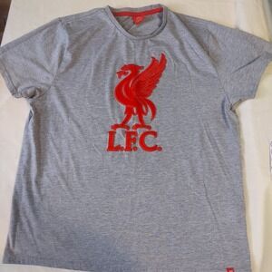 Liverpool FC LFC Mens XL T-Shirt Heather Grey Red Liverbird Logo A23AN04 Soccer